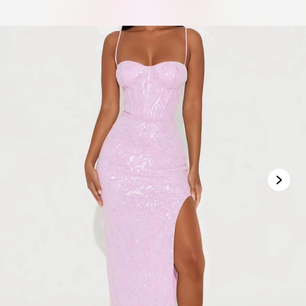 Fashion Nova Light Pink Sequin Maxi Dress